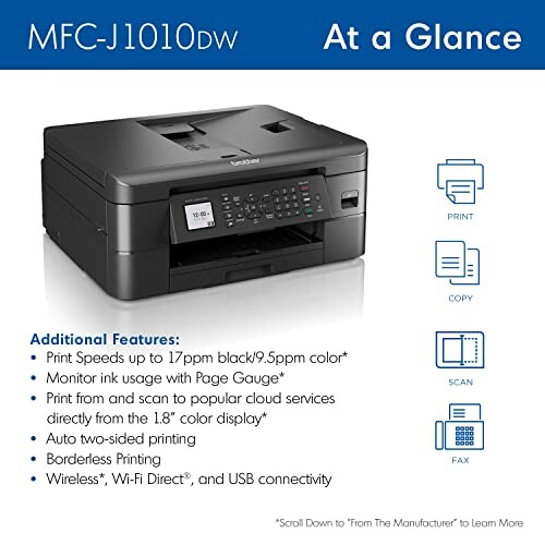 Brother MFC-J1010DW printer features overview