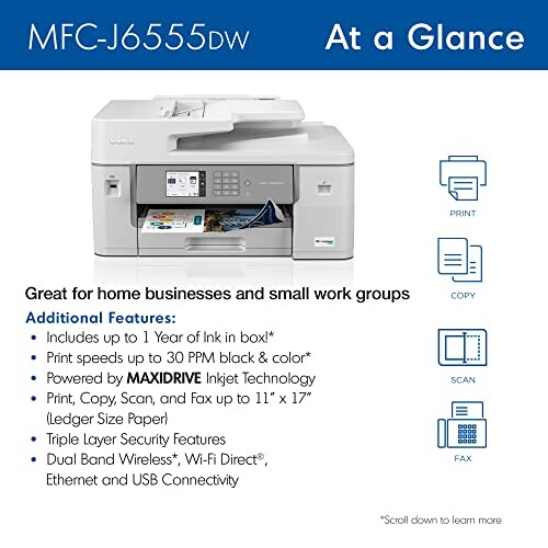 Brother MFC-J6555DW printer features overview.