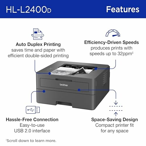 Brother HL-L2400D printer features overview.