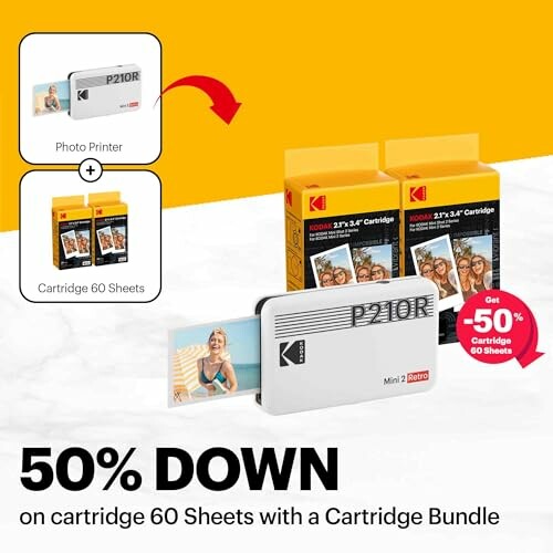 Kodak mini printer with cartridge bundle and discount offer